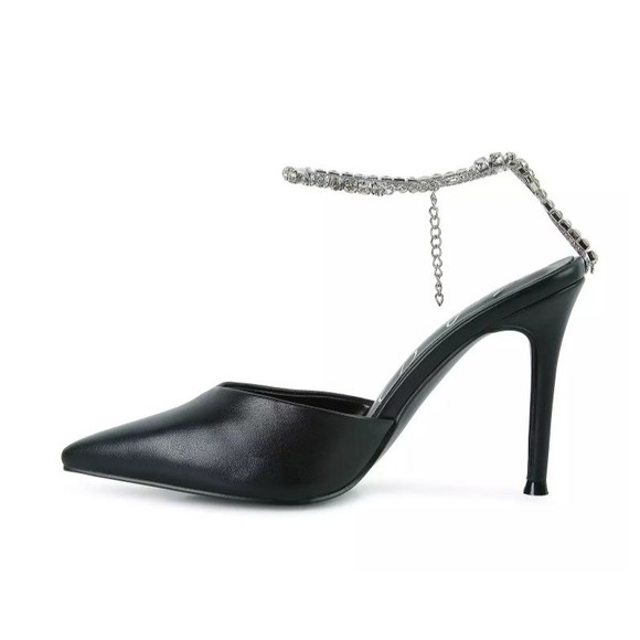 London Rag Women's Diamante Embellished Rhinestone Stiletto Mule Sandals NIB 7M - Picture 3 of 8